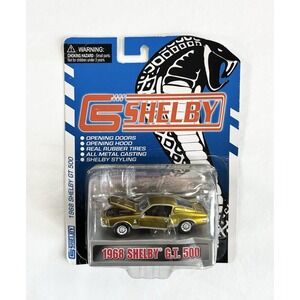 New Vintage 2006 Shelby Collectibles Gold 1968 Shelby GT 500 Diecast‎ Car 1:64